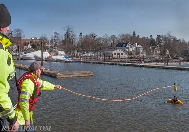 Ice Water Rescue Drill on 2/27/16.  Photo by RFD LT. Lester Millman